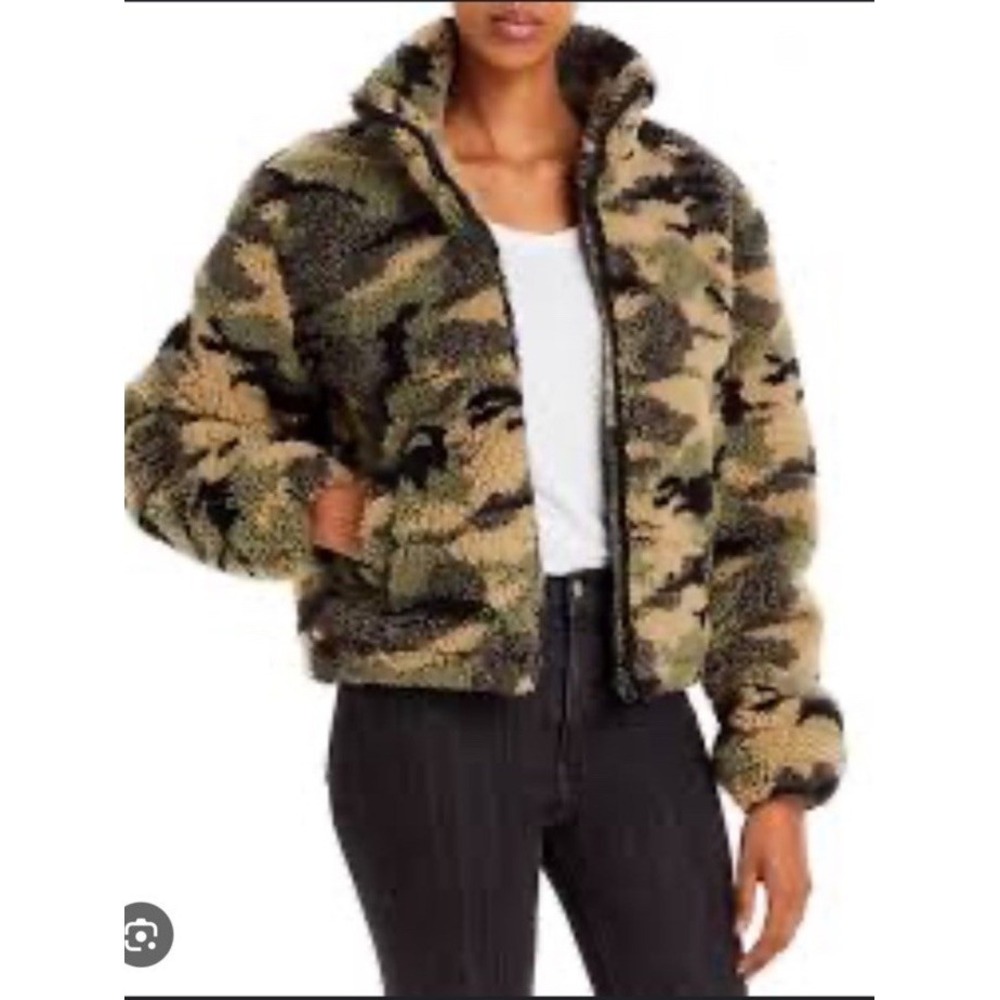 Bella Dahl Camoflage Teddy Hooded Jacket Women's Size Small